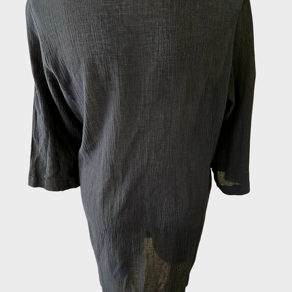 Lands' End Embroidered 100% Cotton BLACK SWIM Cover‎ Caftan  XL - Beach Ready! - Picture 2 of 3